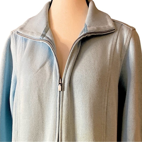 $10$ add on Lady Hathaway light blue cotton blend zip front jacket with pockets - Picture 3 of 13